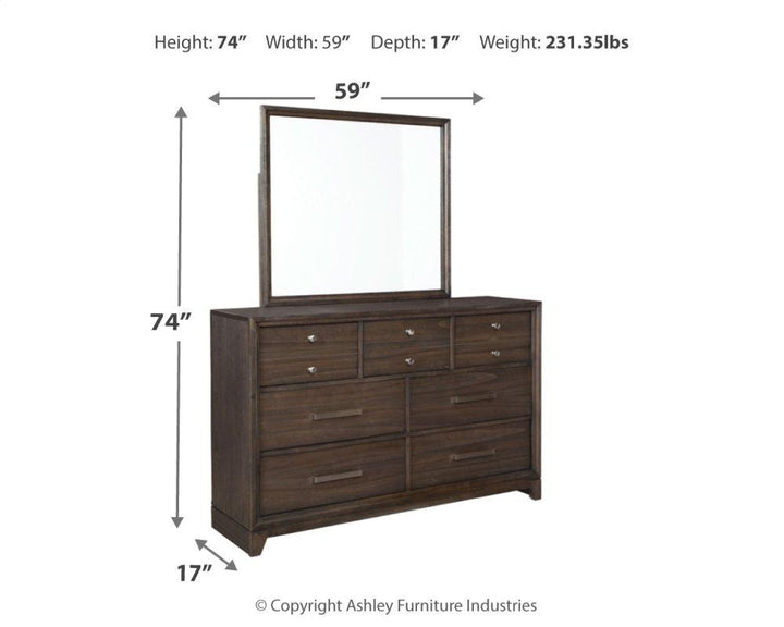ASHLEY FURNITURE PKG014095 King Panel Bed With 2 Storage Drawers With Mirrored Dresser and Nightstand
