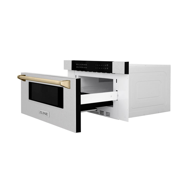 ZLINE KITCHEN AND BATH MWDZ30SSCB ZLINE Autograph Edition 30" 1.2 cu. ft. Built-In Microwave Drawer in Fingerprint Resistant Stainless Steel with Accents Color: Champagne Bronze