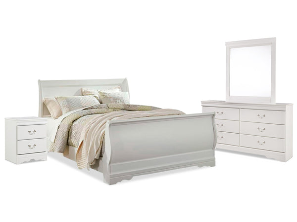 ASHLEY FURNITURE PKG014133 Queen Sleigh Bed With Mirrored Dresser and Nightstand