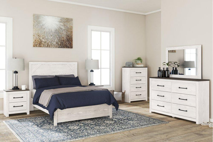 ASHLEY FURNITURE PKG009380 Full Panel Bed With Mirrored Dresser, Chest and Nightstand