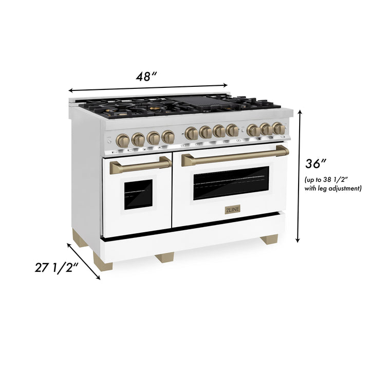 ZLINE KITCHEN AND BATH RGZWM48MB ZLINE Autograph Edition 48" 6.0 cu. ft. Range with Gas Stove and Gas Oven in Stainless Steel with White Matte Door with Accents Color: Matte Black