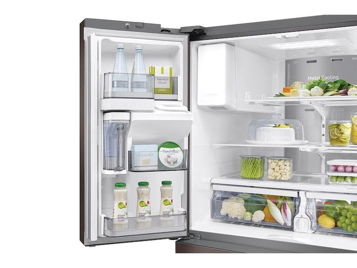 SAMSUNG RF22R7351DT 22 cu. ft. Food Showcase Counter Depth 4-Door French Door Refrigerator in Tuscan Stainless Steel