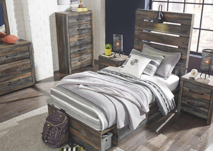 ASHLEY FURNITURE B211B8 Drystan Twin Panel Bed With 2 Storage Drawers