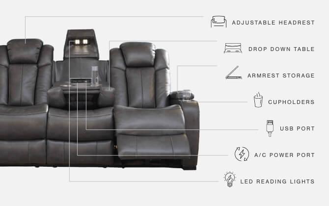 ASHLEY FURNITURE 8500115 Turbulance Power Reclining Sofa