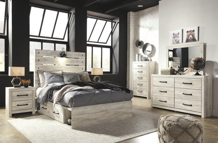 ASHLEY FURNITURE PKG002991 Full Panel Bed With 2 Storage Drawers With Mirrored Dresser, Chest and Nightstand