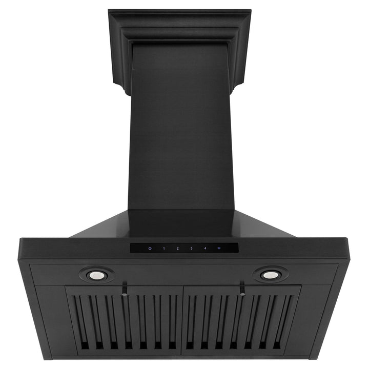 ZLINE KITCHEN AND BATH BSKBNCRN24 ZLINE Convertible Vent Wall Mount Range Hood in Black Stainless Steel with Crown Molding Size: 24 Inch