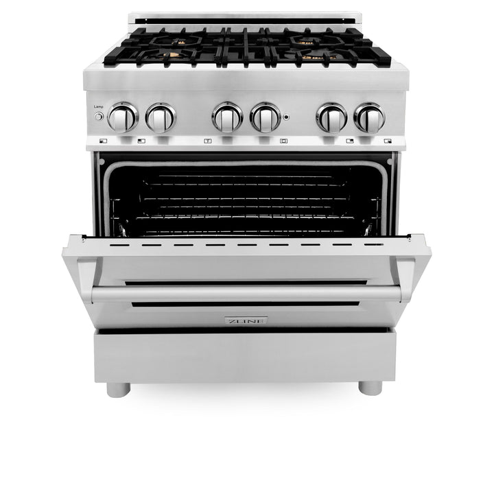 ZLINE KITCHEN AND BATH RABR30 ZLINE 30" 4.0 cu. ft. Dual Fuel Range with Gas Stove and Electric Oven in Stainless Steel with Brass Burners