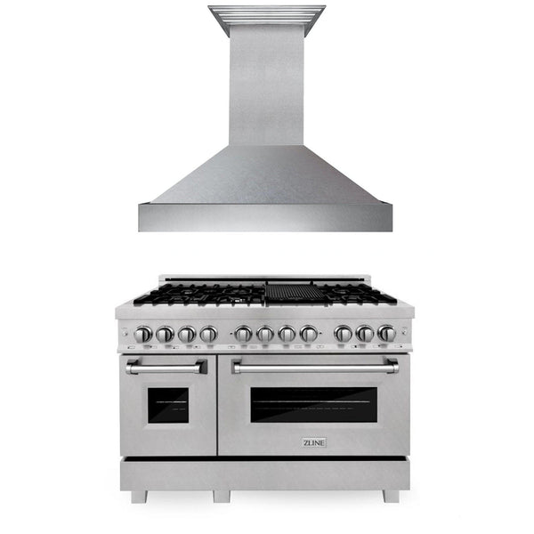 ZLINE KITCHEN AND BATH 2KPRASSNRH48 ZLINE 48" Kitchen Package with DuraSnow R Stainless Steel Dual Fuel Range and Convertible Vent Range Hood