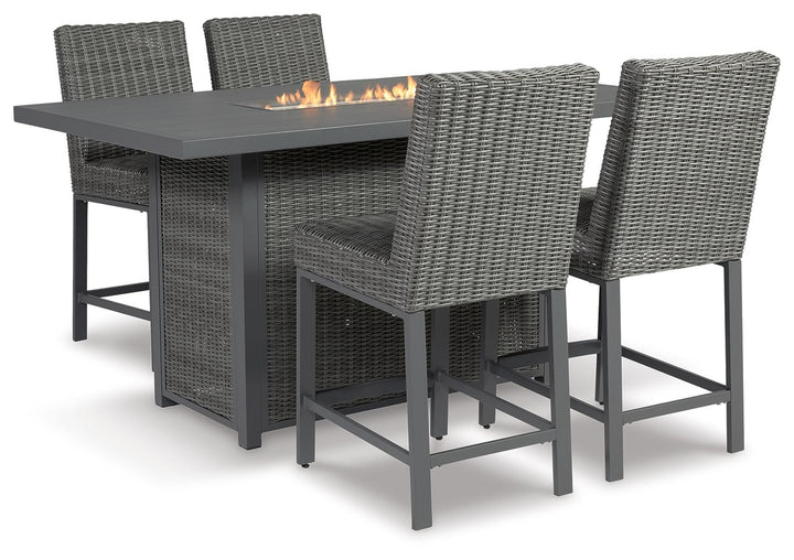 ASHLEY FURNITURE PKG013870 Outdoor Bar Table and 4 Barstools