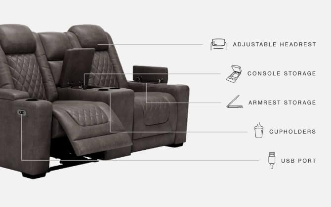 ASHLEY FURNITURE 9300318 Hyllmont Power Reclining Loveseat With Console