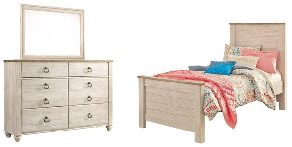 ASHLEY FURNITURE PKG000533 Twin Panel Bed With Mirrored Dresser