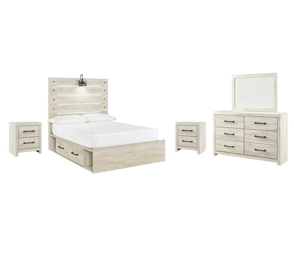 ASHLEY FURNITURE PKG002989 Full Panel Bed With 2 Storage Drawers With Mirrored Dresser and 2 Nightstands