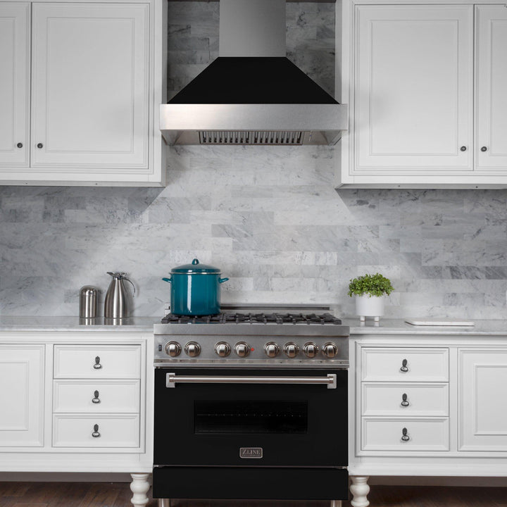 ZLINE KITCHEN AND BATH 8654BLM30 ZLINE Ducted ZLINE DuraSnow Stainless Steel R Range Hood with Black Matte Shell Size: 30 Inch