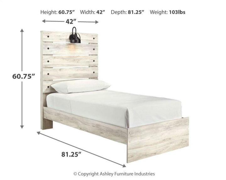 ASHLEY FURNITURE PKG003010 Twin Panel Bed With Mirrored Dresser, Chest and Nightstand