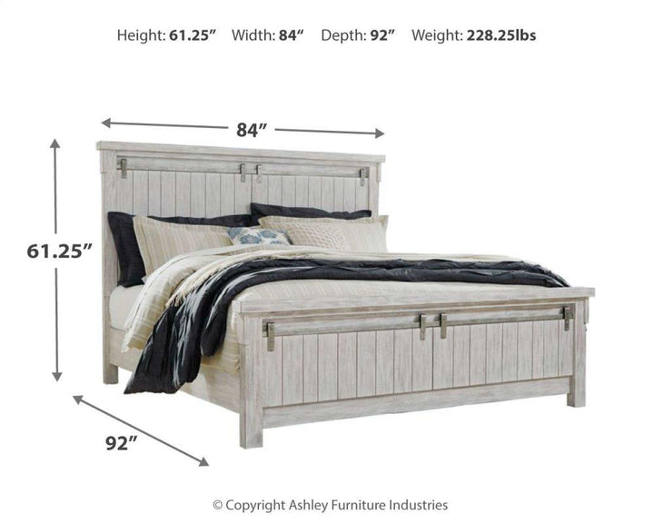 ASHLEY FURNITURE PKG006772 King Panel Bed With Mirrored Dresser, Chest and Nightstand