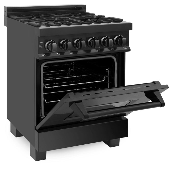 ZLINE KITCHEN AND BATH RAB24 ZLINE 24" 2.8 cu. ft. Dual Fuel Range with Gas Stove and Electric Oven in Black Stainless Steel Style: Black Stainless Steel