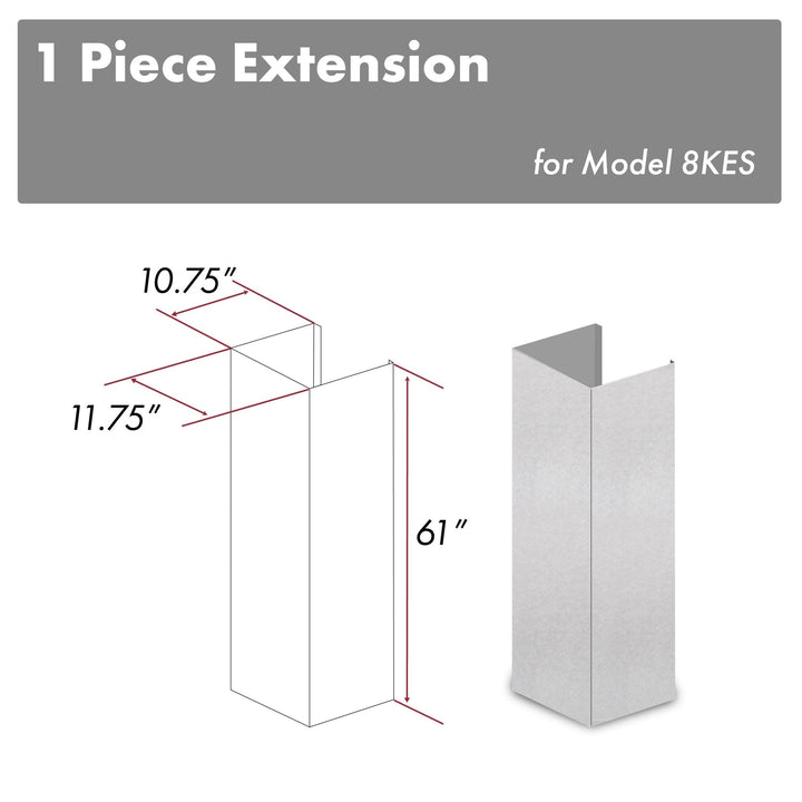 ZLINE KITCHEN AND BATH 8KESE ZLINE 61" ZLINE DuraSnow Stainless Steel R Chimney Extension for Ceilings up to 12.5 ft.