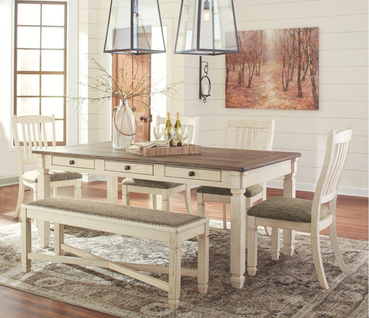 ASHLEY FURNITURE D647D2 Bolanburg Dining Table With 4 Chairs and Bench