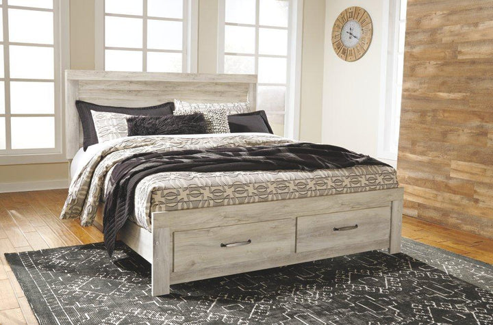 ASHLEY FURNITURE PKG004751 King Platform Bed With 2 Storage Drawers With Mirrored Dresser and 2 Nightstands