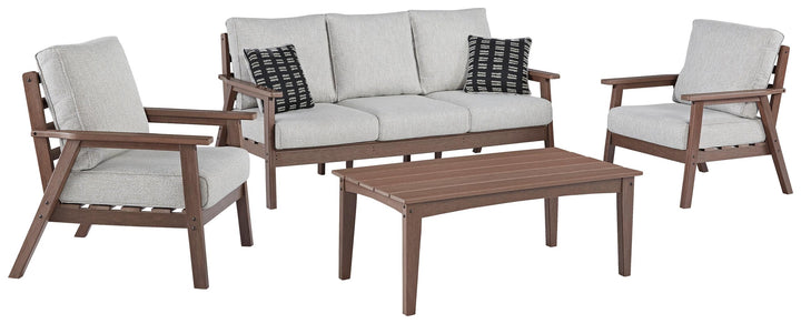 ASHLEY FURNITURE PKG013847 Outdoor Sofa and 2 Chairs With Coffee Table