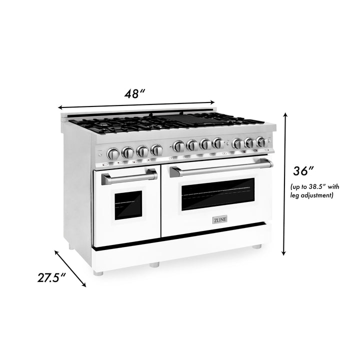 ZLINE KITCHEN AND BATH RGRM48 ZLINE 48" 6.0 cu. ft. Range with Gas Stove and Gas Oven in Stainless Steel Color: Red Matte