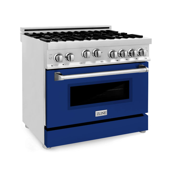 ZLINE KITCHEN AND BATH RG36 ZLINE 36" Professional 4.6 cu. ft. 6 Gas on Gas Range in Stainless Steel with Color Door Options Color: Stainless Steel