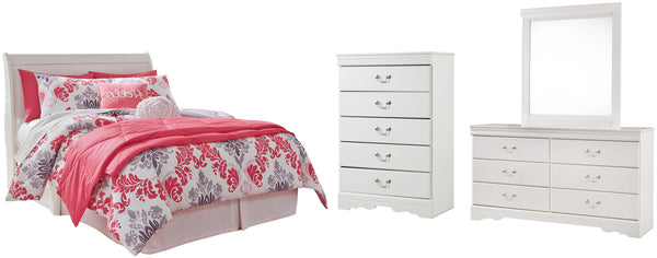 ASHLEY FURNITURE PKG002574 Full Sleigh Headboard With Mirrored Dresser and Chest