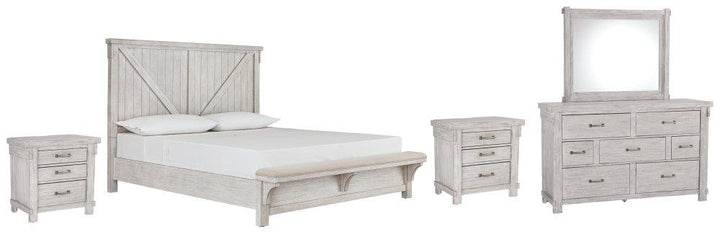 ASHLEY FURNITURE PKG006744 California King Panel Bed With Mirrored Dresser and 2 Nightstands