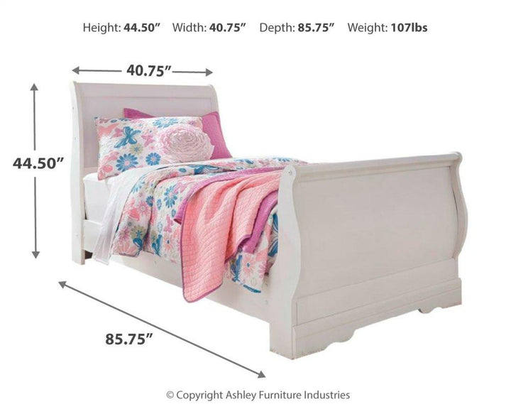 ASHLEY FURNITURE PKG002558 Twin Sleigh Headboard With Mirrored Dresser, Chest and 2 Nightstands