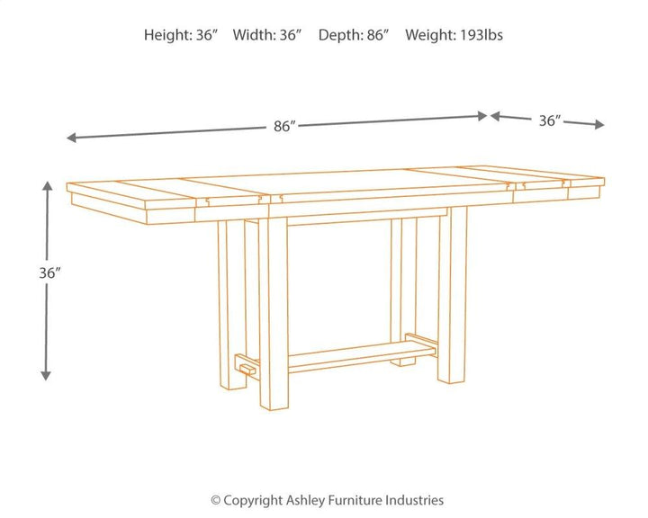 ASHLEY FURNITURE D631D3 Moriville Counter Height Dining Table With 4 Barstools and Bench