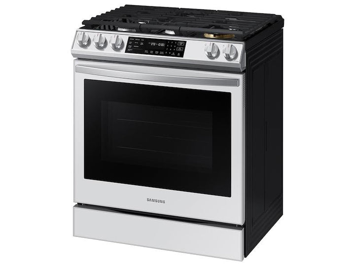 SAMSUNG NX60BB851112AA Bespoke 6.0 cu. ft. Smart Front Control Slide-In Gas Range with Air Fry & Wi-Fi in White Glass