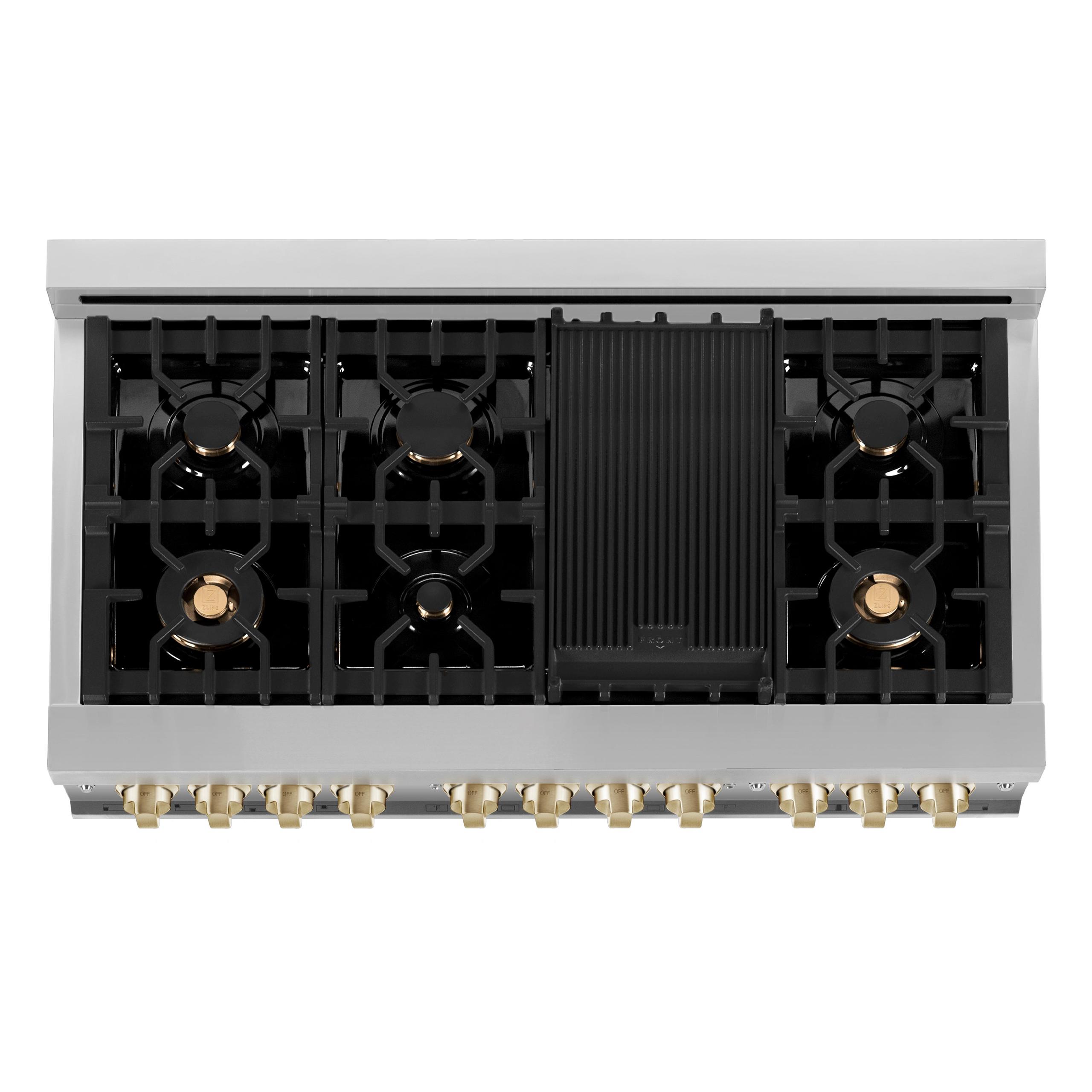 ZLINE KITCHEN AND BATH RGSZSN48MB ZLINE Autograph Edition 48" 6.0 cu. ft. Range with Gas Stove and Gas Oven in DuraSnow R Stainless Steel with Accents Color: Matte Black