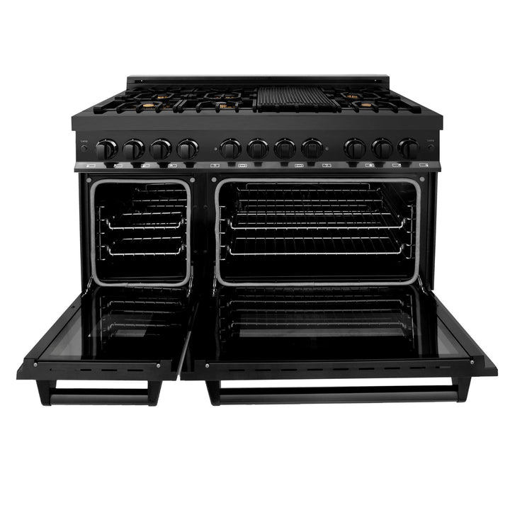 ZLINE KITCHEN AND BATH RGBBR36 ZLINE 36" 4.6 cu. ft. Range with Gas Stove and Gas Oven in Black Stainless Steel with Brass Burners