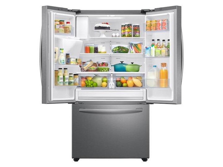 SAMSUNG RF27T5501SR 26.5 cu. ft. Large Capacity 3-Door French Door Refrigerator with Family Hub TM and External Water & Ice Dispenser in Stainless Steel