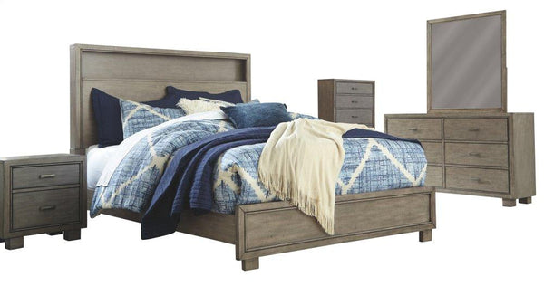 ASHLEY FURNITURE PKG005724 Queen Bookcase Bed With Mirrored Dresser, Chest and Nightstand