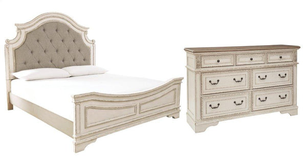 ASHLEY FURNITURE PKG006683 California King Upholstered Panel Bed With Dresser