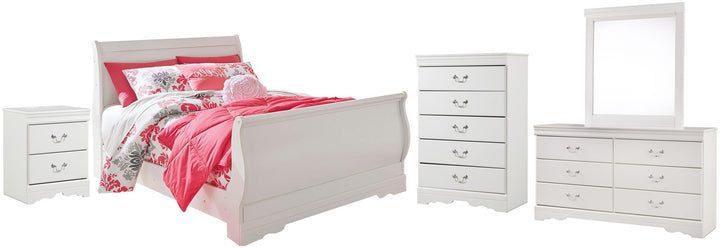 ASHLEY FURNITURE PKG002587 Full Sleigh Bed With Mirrored Dresser, Chest and Nightstand