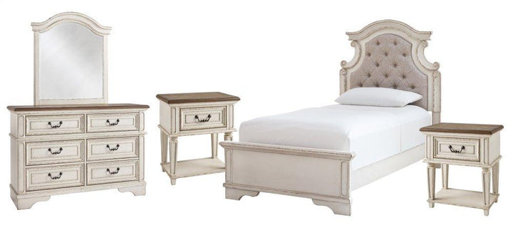 ASHLEY FURNITURE PKG006717 Twin Panel Bed With Mirrored Dresser and 2 Nightstands