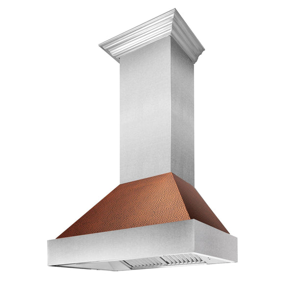 ZLINE KITCHEN AND BATH 8654HH30 ZLINE Ducted ZLINE DuraSnow Stainless Steel R Range Hood with Hand-Hammered Copper Shell Size: 30 Inch