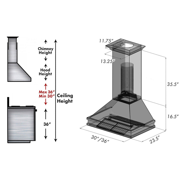 ZLINE KITCHEN AND BATH 8656S30 ZLINE Designer Series DuraSnow R Wall Mount Range Hood Size: 30 Inch