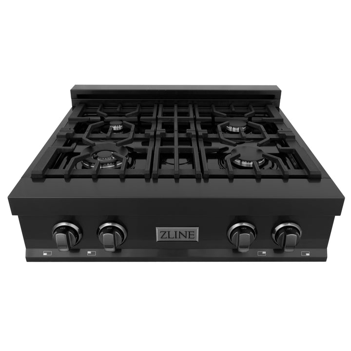 ZLINE KITCHEN AND BATH RTB30 ZLINE 30" Porcelain Gas Stovetop in Black Stainless with 4 Gas Burners