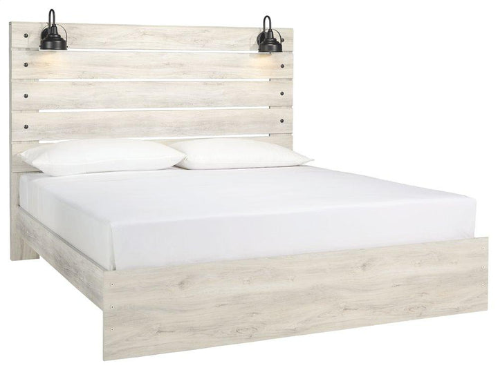 ASHLEY FURNITURE PKG003033 King Panel Bed With Mirrored Dresser and 2 Nightstands