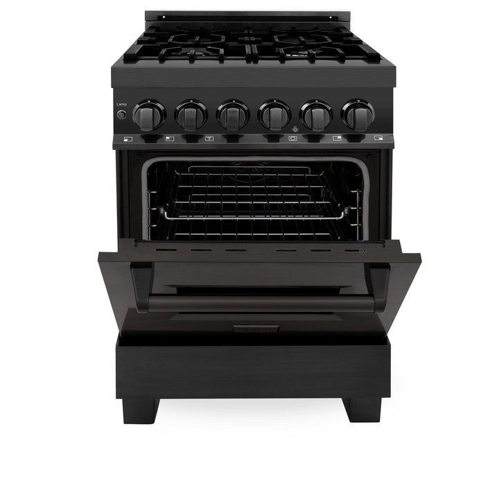 ZLINE KITCHEN AND BATH RAB24 ZLINE 24" 2.8 cu. ft. Dual Fuel Range with Gas Stove and Electric Oven in Black Stainless Steel Style: Black Stainless Steel