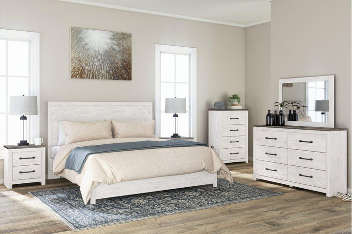 ASHLEY FURNITURE PKG009371 King Panel Bed With Mirrored Dresser