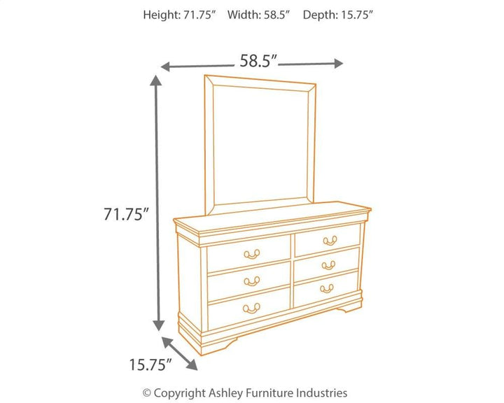 ASHLEY FURNITURE PKG004963 Queen Sleigh Bed With Mirrored Dresser, Chest and Nightstand