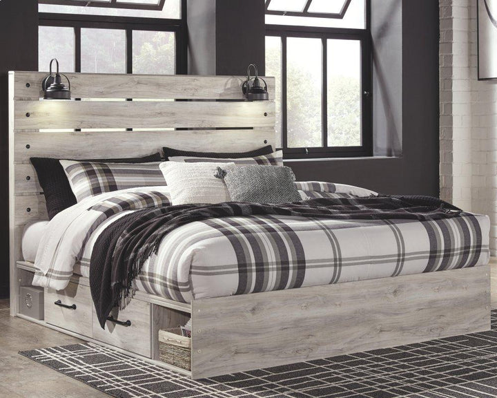 ASHLEY FURNITURE PKG003026 King Panel Bed With 4 Storage Drawers With Mirrored Dresser