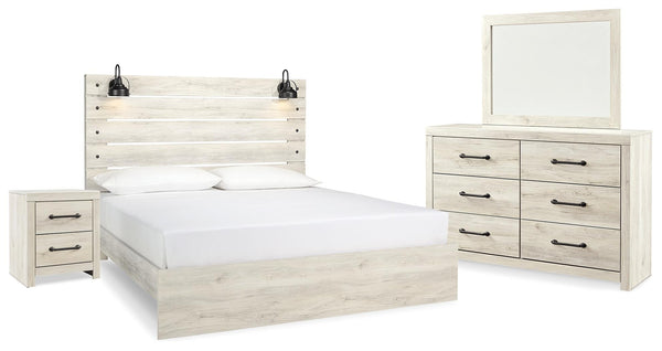 ASHLEY FURNITURE PKG014109 King Panel Bed With Mirrored Dresser and Nightstand