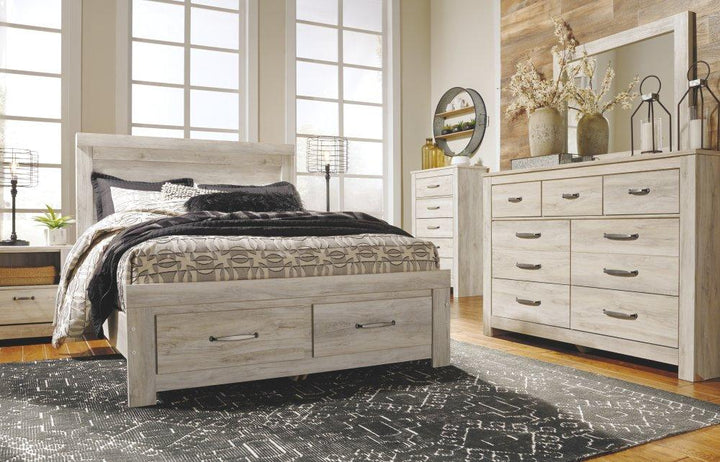 ASHLEY FURNITURE PKG004642 Queen Panel Headboard With Mirrored Dresser, Chest and Nightstand