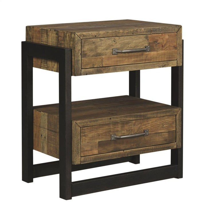 ASHLEY FURNITURE PKG007080 King Panel Bed With Storage With Mirrored Dresser, Chest and 2 Nightstands
