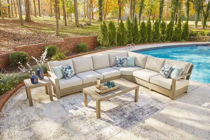 ASHLEY FURNITURE PKG011415 4-piece Outdoor Sectional With Coffee Table and End Table